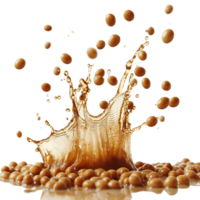 Soybeans splashing dynamically against a clean transparent backdrop, highlighting a vibrant culinary display, Soybeans splash isolated png