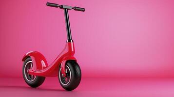 Red Child's Scooter on Pink Background photo