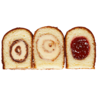 slices of sweet bread with different filling on transparent background. png