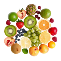 assorted fresh fruits on transparent background png