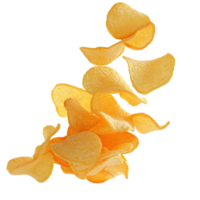 potato chips falling on transparent background png