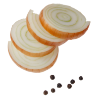 sliced onion and black pepper on transparent background png