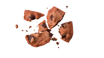 broken chocolate chip cookie on transparent background png