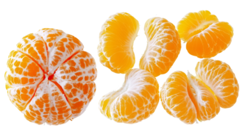 peeled tangerine segments on transparent background png