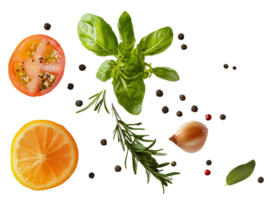 fresh herbs and spices on transparent background png