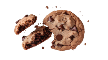chocolate chip cookie, broken piece on transparent background png
