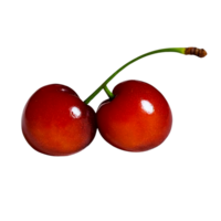 two cherries on transparent background, close-up. png