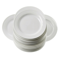 stack of white dinner plates on transparent background png