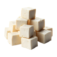 tofu cubes stacked on transparent background. png
