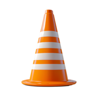 orange traffic cone with white stripes on transparent background png
