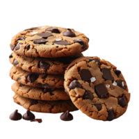 chocolate chip cookies stack on transparent background. png