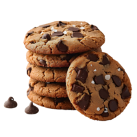 chocolate chip cookies stack isolated on transparent background. png
