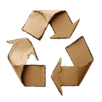recycle symbol made of cardboard, isolated on black. png