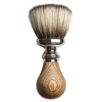 shaving brush with wooden handle isolated on black. png