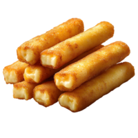 mozzarella sticks stacked on transparent background png