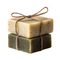 natural soap bars stacked with jute twine on transparent background png