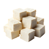 paneer cubes stacked on transparent background png