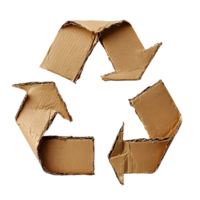 recycle symbol made of cardboard on white background png