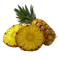 fresh pineapple with slices isolated on white background png