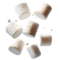 marshmallows floating on white background, isolated png