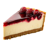 raspberry cheesecake slice on white background png