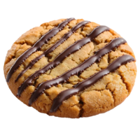 peanut butter cookie with chocolate stripes on white background png