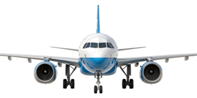 Front view of a passenger airplane png