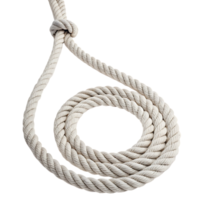 Rope knotted in a loop against a plain background showcasing its texture and detail for crafting or nautical use. png