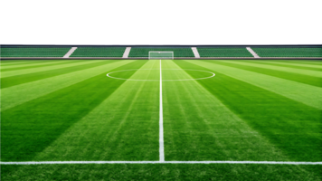 Empty soccer field with stadium in background png