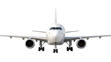 Front view of a white passenger airplane png