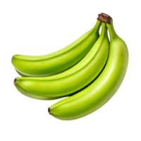 Three green bananas isolated on black background png