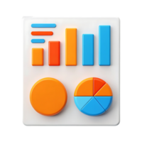 Infographic elements, 3D charts and graphs, colorful data visualization, orange and blue statistics, bar chart png