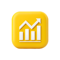 Yellow square button with growth chart icon. png