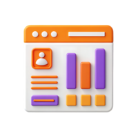 3D render of a website analytics dashboard. png