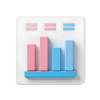 3D pastel bar chart icon. Business analytics, data visualization, infographic. png