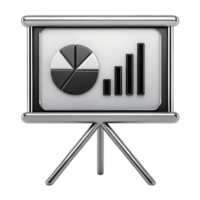 Presentation board with charts and graphs, png
