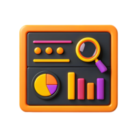 3D render of data analysis dashboard icon. png