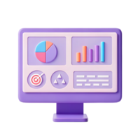 3D render of a computer screen displaying business analytics. png