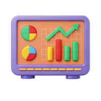 3D render of colorful business charts and graphs. png