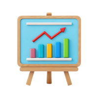 3D render of a colorful growth chart on an easel. png