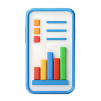 Mobile phone screen displaying colorful bar graph and checklist. png