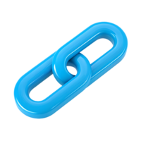 3D render of a blue chain link. Concept of connection, network, and teamwork. png