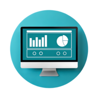 Computer screen displaying charts and graphs. png