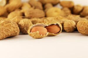 Close View of Fresh Peanuts in Split Shells photo