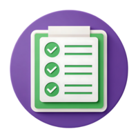 Checklist icon, task list, to do list, 3D illustration png