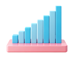 3D render of ascending bar graph, growth chart, progress, success png