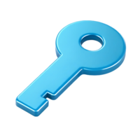 3D render of a blue key. Symbol of access, security, and solutions. png