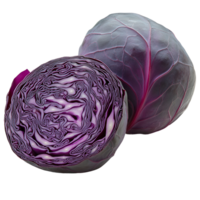 Vibrant Red Cabbage Cut in Half, Isolated on transparent Background png