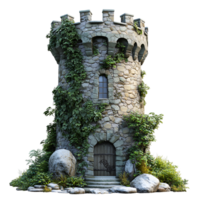 Enchanting Stone Tower Overgrown with Ivy - Fairytale Castle Turret png