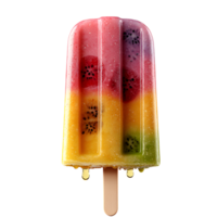 Delicious Multicolored Fruit Popsicle with Kiwi Slices on a transparent Background png